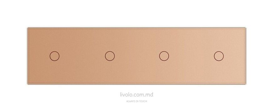 Панель для четырех сенсорных выключателей Livolo, 4 клавиши (1+1+1+1), стекло, цвет Золотой