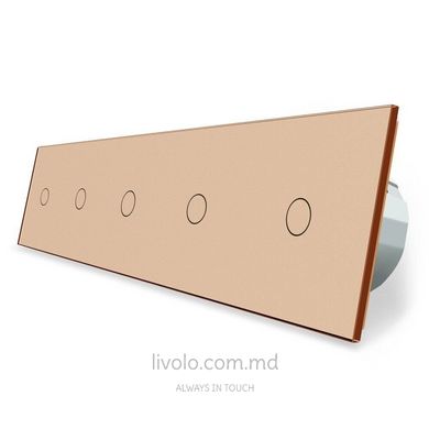 Сенсорный выключатель Livolo 5 клавиш (1+1+1+1+1), 5 постов Золотой