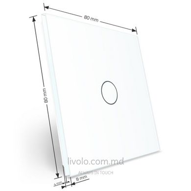 Панель для сенсорного выключателя Livolo, 1 клавиша, стекло, цвет Белый
