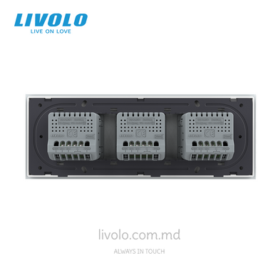 Сенсорный выключатель Livolo, 2+2+2 клавиши, для квадратного подрозетника 7M, Белый