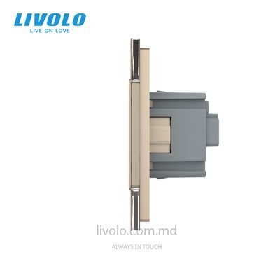 Сенсорный выключатель Livolo комбинированный на 1 линию 1 розетка 2 модуля Золотой