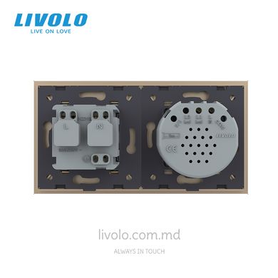 Сенсорный выключатель Livolo комбинированный на 1 линию 1 розетка 2 модуля Золотой