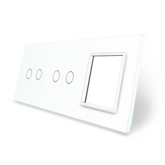 Панель для двух сенсорных выключателей и розетки Livolo, 4 клавиши (2+2+0), стекло, цвет Белый