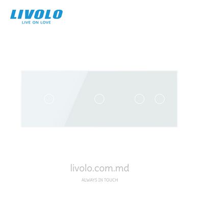 Панель для трех сенсорных выключателей Livolo, 4 клавиши (1+1+2), стекло, цвет Белый