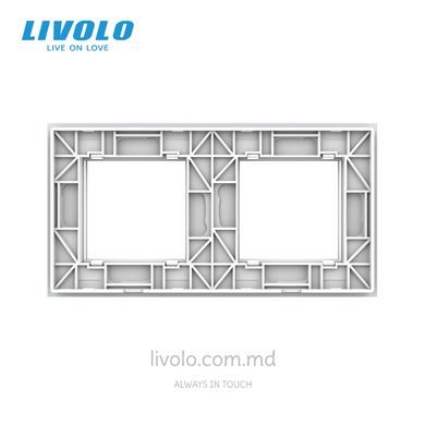 Рамка для розетки Livolo 2 поста, стекло, цвет Белый
