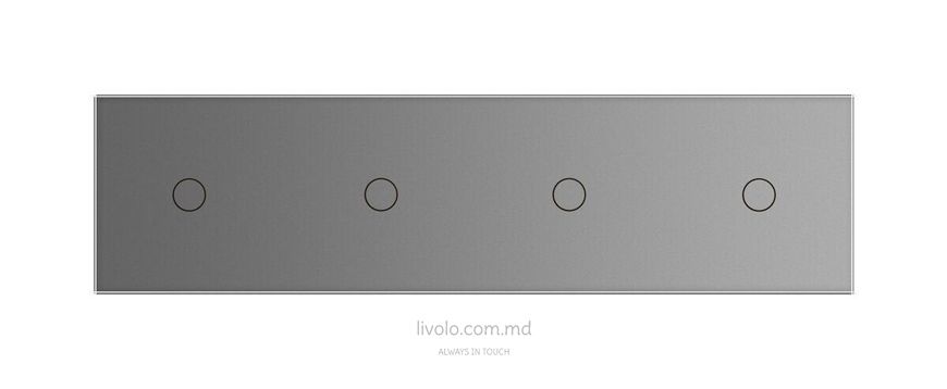 Панель для четырех сенсорных выключателей Livolo, 4 клавиши (1+1+1+1), стекло, цвет Серый