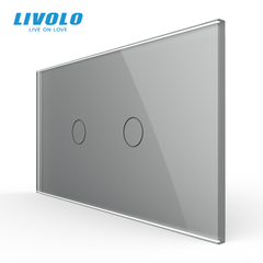 Сенсорный выключатель Livolo, 1+1 клавиша, для квадратного подрозетника 4M, Серый