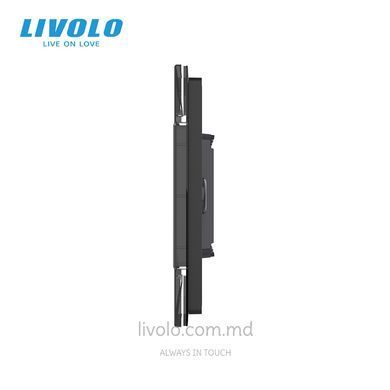 Стеклянная панель Livolo для квадратного подрозетника, модульная рамка 90&times;45 мм, 4 модуля, Черная