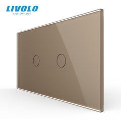 Сенсорный выключатель Livolo, 1+1 клавиша, для квадратного подрозетника 4M, Золотой