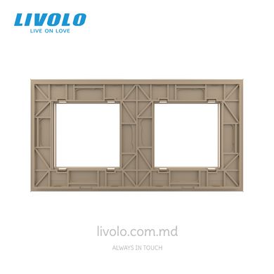 Рамка для розетки Livolo 2 поста, стекло, цвет Золотой