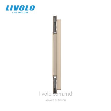 Рамка для розетки Livolo 2 поста, стекло, цвет Золотой
