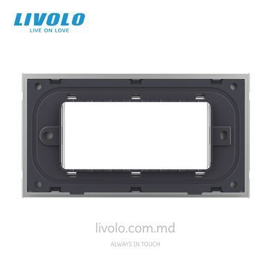 Panou din sticlă Livolo pentru doză pătrată, cadru modular 90&times;45 mm, 4 module, Gri