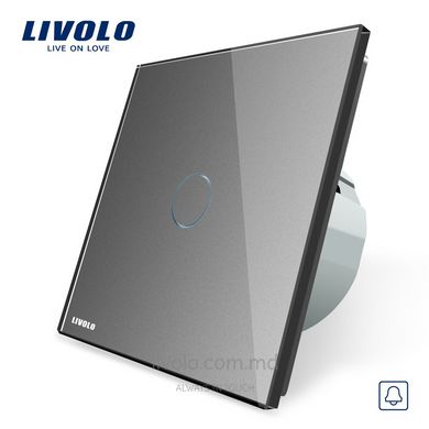 Сенсорный дверной звонок Livolo 1 клавиша 1 модуль Серый