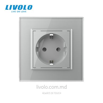 Розетка Livolo 1 модуль Серый