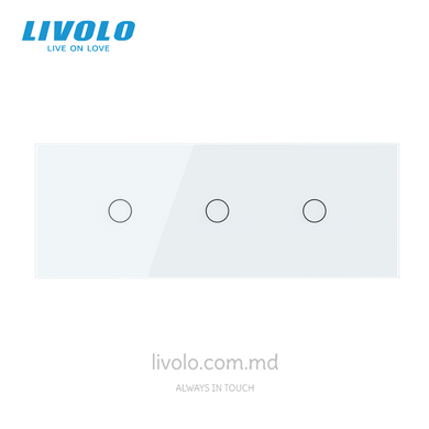 Сенсорный выключатель Livolo, 1+1+1 клавиша, для квадратного подрозетника 7M, Белый