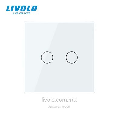 Сенсорный выключатель Livolo 2 клавиши 1 пост Белый