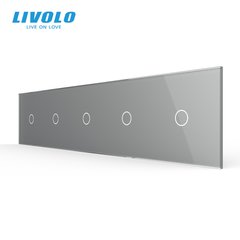 Панель для пяти сенсорных выключателей Livolo, 5 клавиш (1+1+1+1+1), стекло, цвет Серый