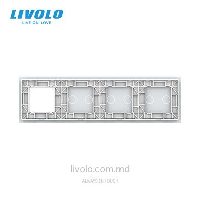Панель для трех сенсорных выключателей и розетки Livolo, 6 клавиш (2+2+2+0), стекло, цвет Белый