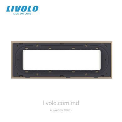 Стеклянная панель Livolo для квадратного подрозетника, модульная рамка 157,5&times;45 мм, 7 модулей, Золотая