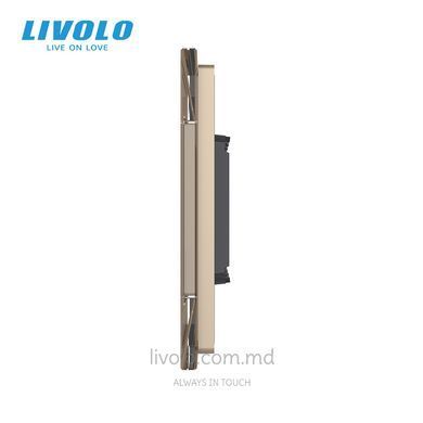 Стеклянная панель Livolo для квадратного подрозетника, модульная рамка 157,5&times;45 мм, 7 модулей, Золотая