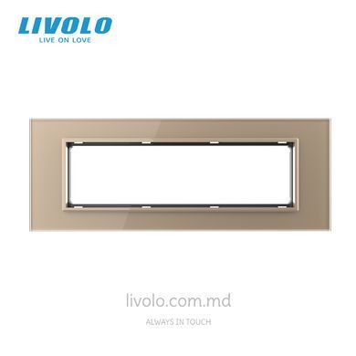 Стеклянная панель Livolo для квадратного подрозетника, модульная рамка 157,5&times;45 мм, 7 модулей, Золотая