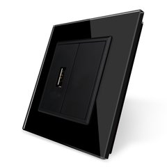 Розетка Livolo USB с блоком питания 5В, стекло, цвет Черный