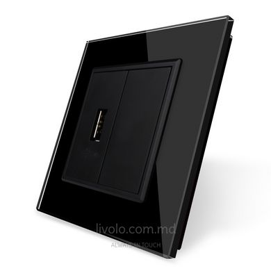 Priză Livolo USB simplă, alimentare 5V, sticla, culoare Nergu