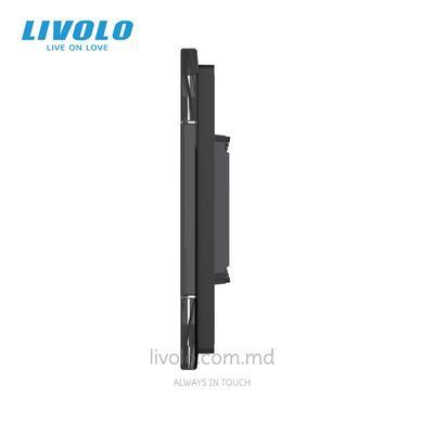 Panou din sticlă Livolo pentru doză pătrată, cadru modular 157,5&times;45 mm, 7 module, Negru