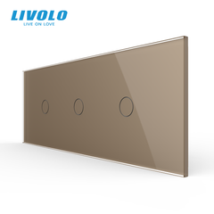 Сенсорный выключатель Livolo, 1+1+1 клавиша, для квадратного подрозетника 7M, Золотой