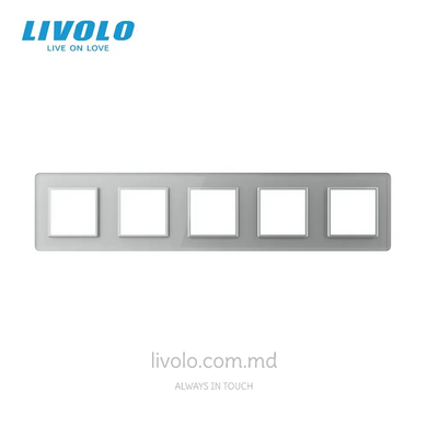 Ramă pentru cinci prize Livolo, 5 posturi, Gri 2.5D
