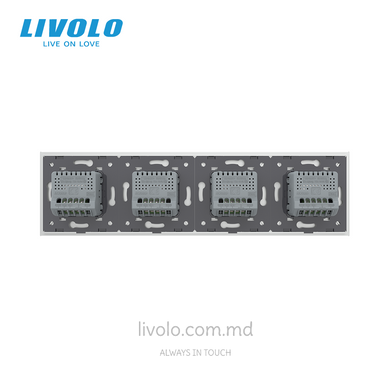 &Icirc;ntrerupător tactil LIVOLO 2+2+2+2 clape, 4 posturi, Alb