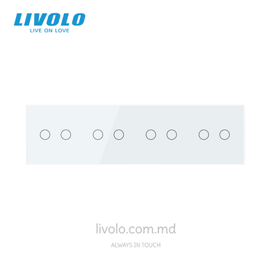&Icirc;ntrerupător tactil LIVOLO 2+2+2+2 clape, 4 posturi, Alb