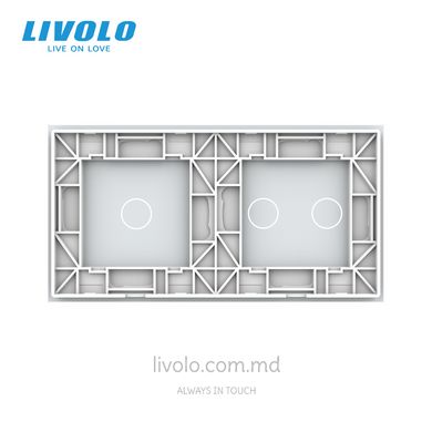 Панель для двух сенсорных выключателей Livolo, 3 клавиши (1+2), стекло, цвет Белый