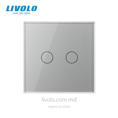 Сенсорный выключатель Livolo 2 клавиши 1 пост Серый