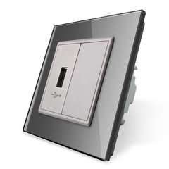 Розетка Livolo USB с блоком питания 5В, стекло, цвет Серый