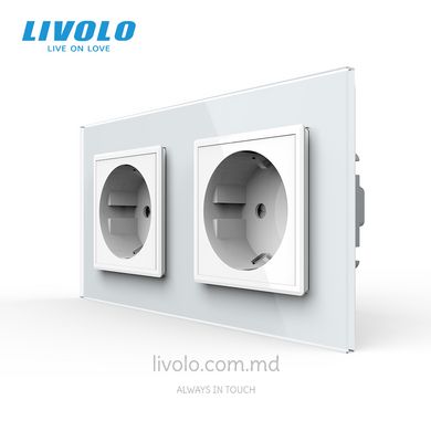 Розетка Livolo 2 модуля Белый
