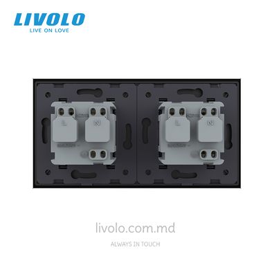 Розетка Livolo 2 модуля Черный