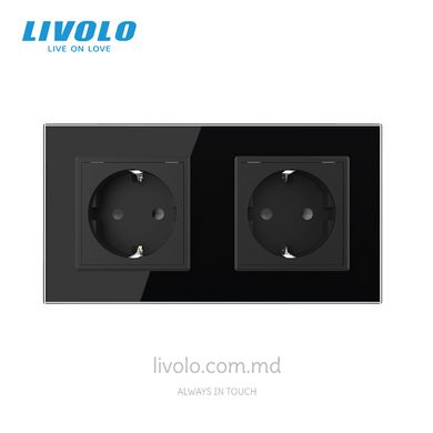 Розетка Livolo 2 модуля Черный