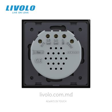 Сенсорный выключатель для жалюзи Livolo 2 клавиши 1 модуль Черный
