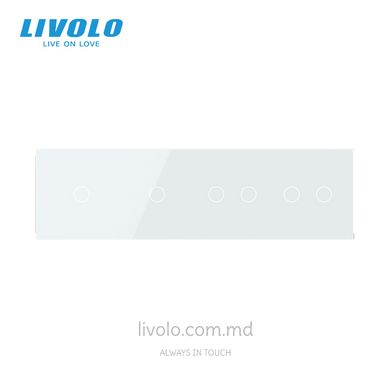 Панель для четырех сенсорных выключателей Livolo, 6 клавиш (1+1+2+2), стекло, цвет Белый
