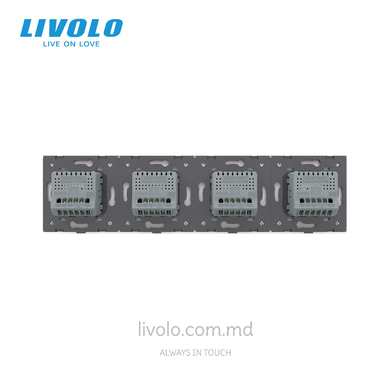 Сенсорный выключатель Livolo 2+2+2+2 клавиши, 4 поста, Серый