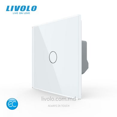 Умный сенсорный выключатель Livolo, протокол ЕС, 1 клавиша, Белый, Белый