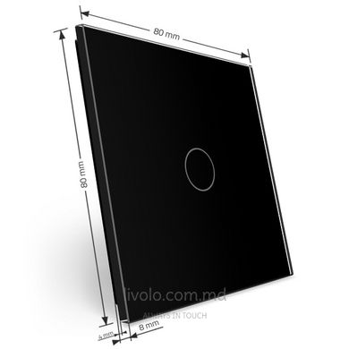 Панель для сенсорного выключателя Livolo, 1 клавиша, стекло, цвет Черный