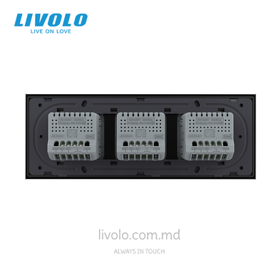 Сенсорный выключатель Livolo, 2+2+2 клавиши, для квадратного подрозетника 7M, Чёрный