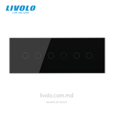 Сенсорный выключатель Livolo, 2+2+2 клавиши, для квадратного подрозетника 7M, Чёрный