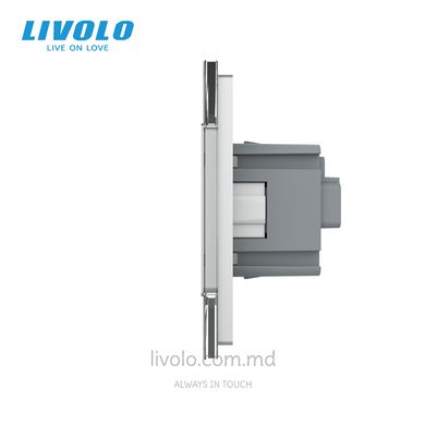 Сенсорный выключатель Livolo комбинированный на 1 линию 1 розетка 2 модуля Серый
