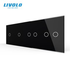 Панель для четырех сенсорных выключателей Livolo, 6 клавиш (1+1+2+2), стекло, цвет Черный