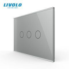 Сенсорный выключатель Livolo на 3 клавиши для квадратного подрозетника 3M, Серый