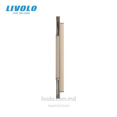 Панель для двух сенсорных выключателей и двух розеток Livolo, 2 клавиши (1+1+0+0), стекло, цвет Золотой