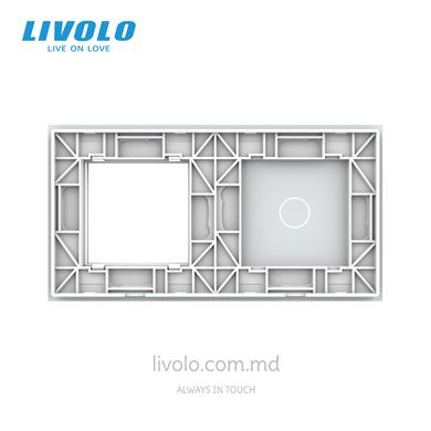Панель для сенсорного выключателя и розетки Livolo, 1 клавиша, стекло, цвет Белый